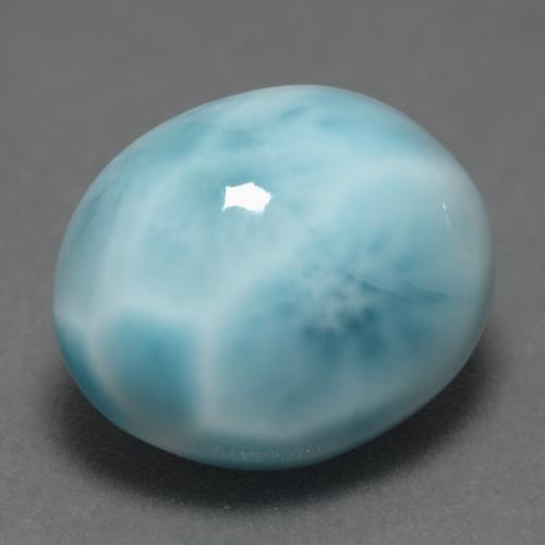 Larimar azul natural de 4,82 ct, corte óvalo, opaco