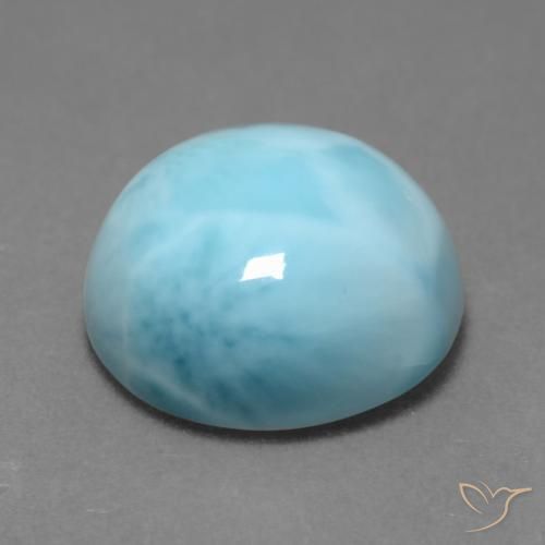 larimar Azul verdoso claro natural de 7.66 ct, Redondo, Opaco