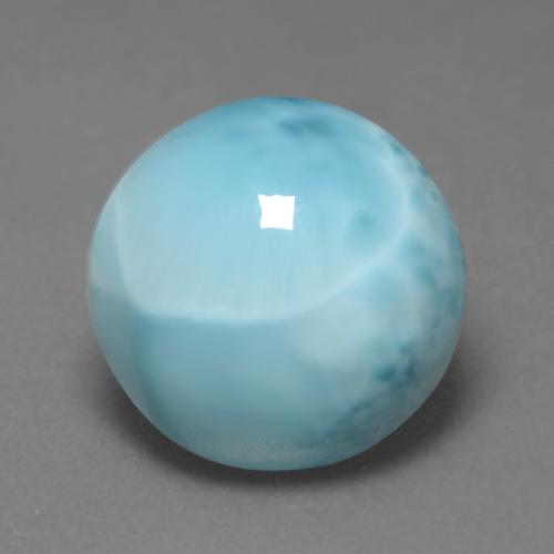 Larimar azul natural de 6,04 ct, corte redondo, opaco