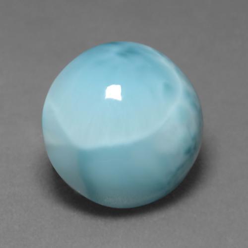 Larimar azul natural de 6,04 ct, corte redondo, opaco