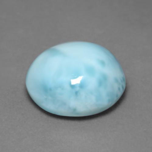 Larimar azul natural de 6,04 ct, corte redondo, opaco
