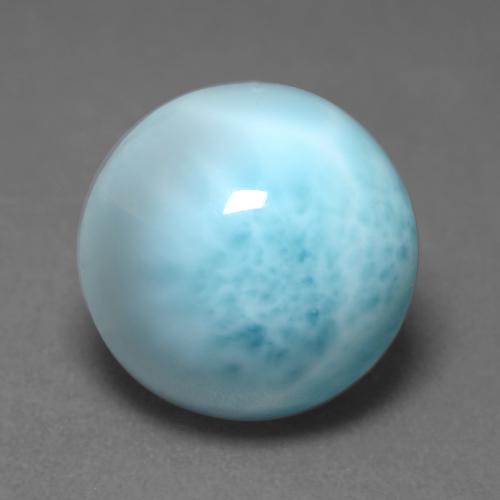 Larimar azul natural de 6,48 ct, corte redondo, opaco