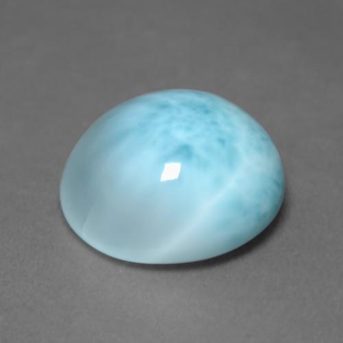 Larimar azul natural de 6,48 ct, corte redondo, opaco