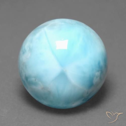larimar Azul verdoso claro natural de 6.90 ct, Corte Redondo, Opaco