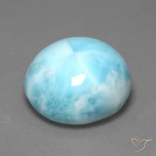larimar Azul verdoso claro natural de 6.90 ct, Corte Redondo, Opaco
