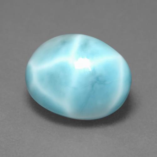 Larimar azul natural de 4,55 ct, corte óvalo, opaco