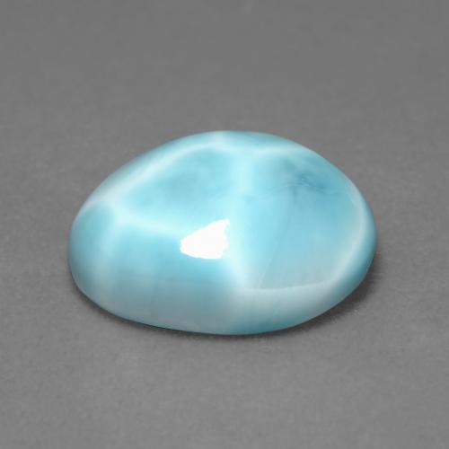 Larimar azul natural de 4,55 ct, corte óvalo, opaco