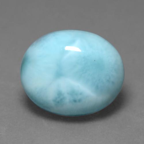 Larimar azul natural de 4,62 ct, corte óvalo, opaco