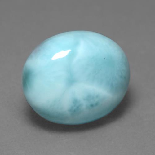 Larimar azul natural de 4,62 ct, corte óvalo, opaco