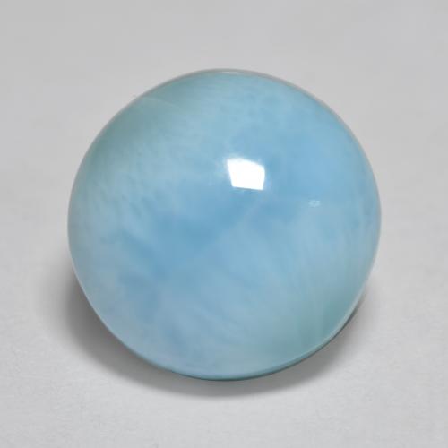 Larimar azul natural de 3,84 ct, corte redondo, opaco