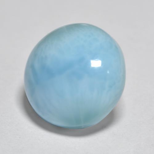 Larimar azul natural de 3,84 ct, corte redondo, opaco