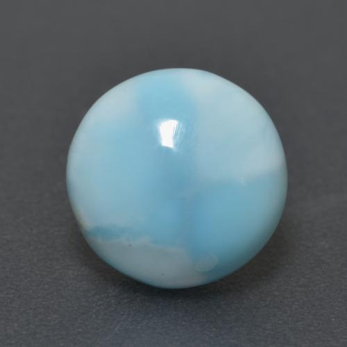 Larimar azul natural de 3,24 ct, corte redondo, opaco