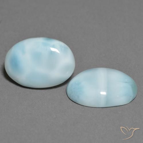 Gemas de larimar turquesa natural de 9,96 ct, corte óvalo, opaco