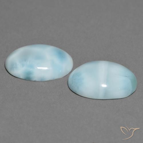 Gemas de larimar turquesa natural de 9,96 ct, corte óvalo, opaco