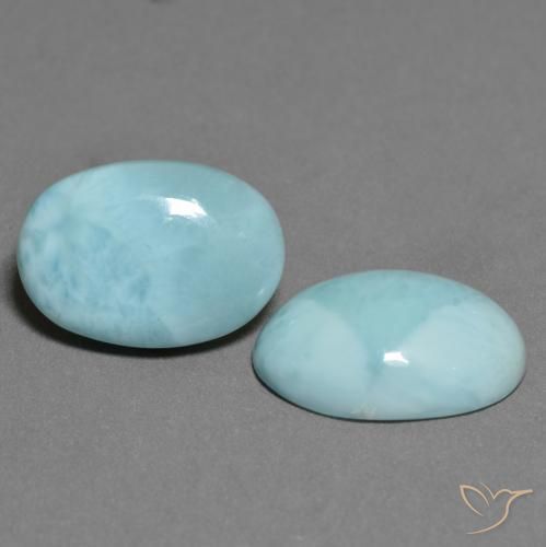 Gemas de larimar Verde azulado claro natural de 11.06 ct, Ovalada, Opaco