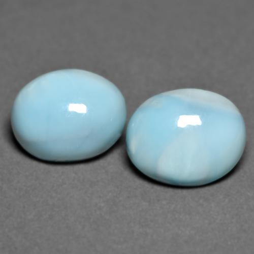 Gemas de larimar turquesa natural de 6,43 ct, corte óvalo, opaco