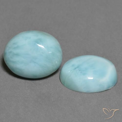 Gemas de larimar Azul espuma de mar natural de 6.59 ct, Ovalada, Opaco