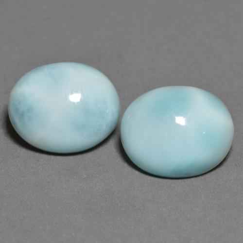 Gemas de larimar azul natural de 6,86 ct, corte óvalo, opaco