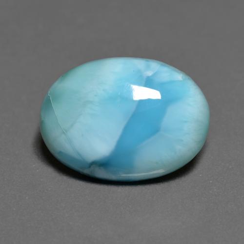 larimar Verde azulado claro natural de 5.29 ct, Corte Óvalo, Opaco