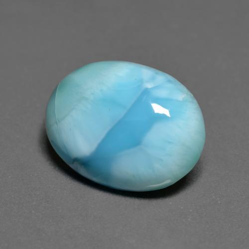 larimar Verde azulado claro natural de 5.29 ct, Corte Óvalo, Opaco
