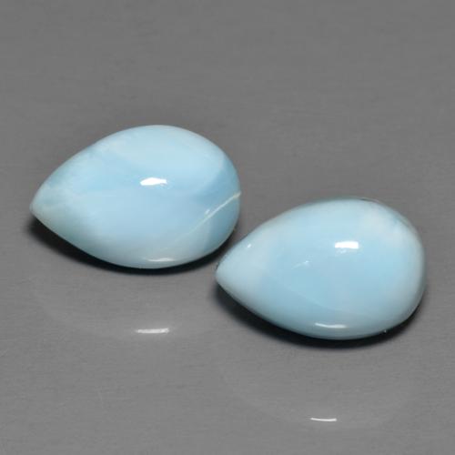 Gemas de larimar Azul verdoso claro natural de 7.07 ct, En forma de pera, Opaco