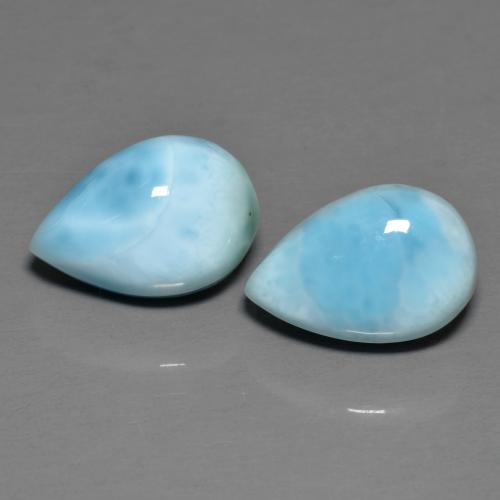 Gemas de larimar Azul medio natural de 6.44 ct, En forma de pera, Opaco