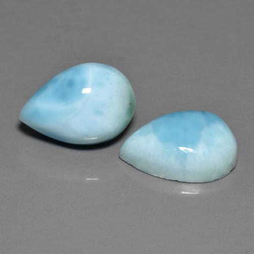 Gemas de larimar Azul medio natural de 6.44 ct, En forma de pera, Opaco