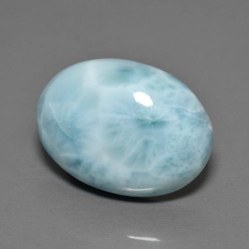 Larimar azul natural de 6,89 ct, corte óvalo, opaco