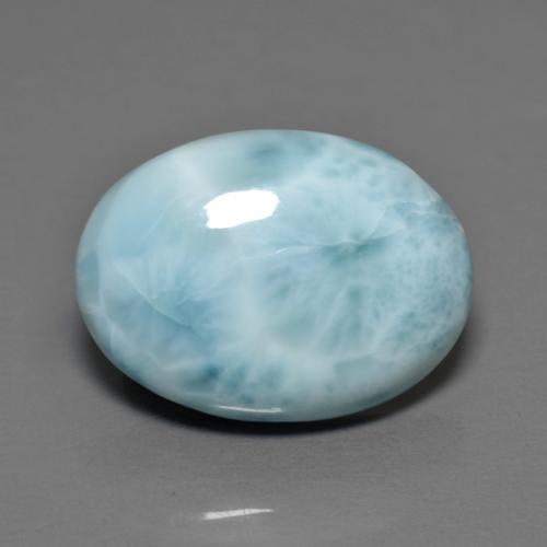 Larimar azul natural de 6,89 ct, corte óvalo, opaco