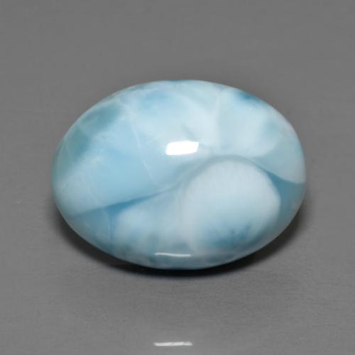 Larimar azul natural de 8,09 ct, corte óvalo, opaco