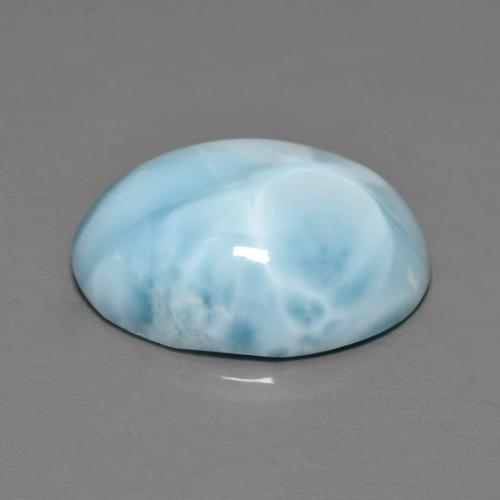 Larimar azul natural de 8,09 ct, corte óvalo, opaco