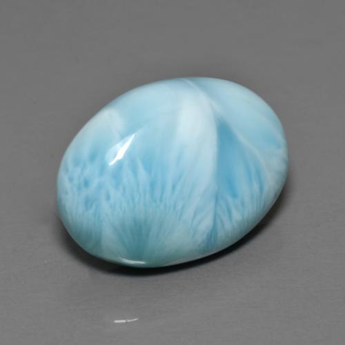 Larimar azul natural de 7,14 ct, corte óvalo, opaco