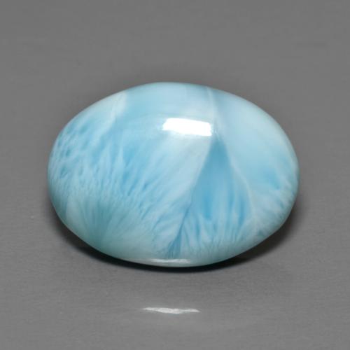 Larimar azul natural de 7,14 ct, corte óvalo, opaco