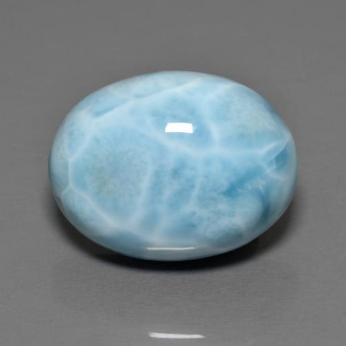 Larimar azul natural de 9,48 ct, corte óvalo, opaco