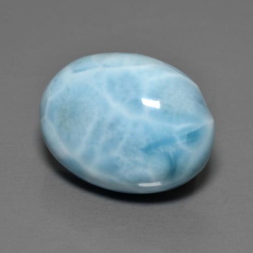 Larimar azul natural de 9,48 ct, corte óvalo, opaco