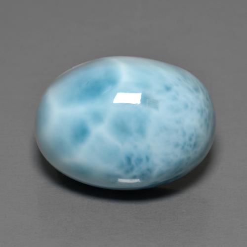 Larimar azul natural de 11,92 ct, corte óvalo, opaco