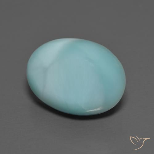 larimar Azul claro natural de 5.28 ct, Ovalada, Opaco