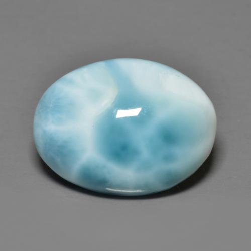 Larimar azul natural de 7,30 ct, corte óvalo, opaco