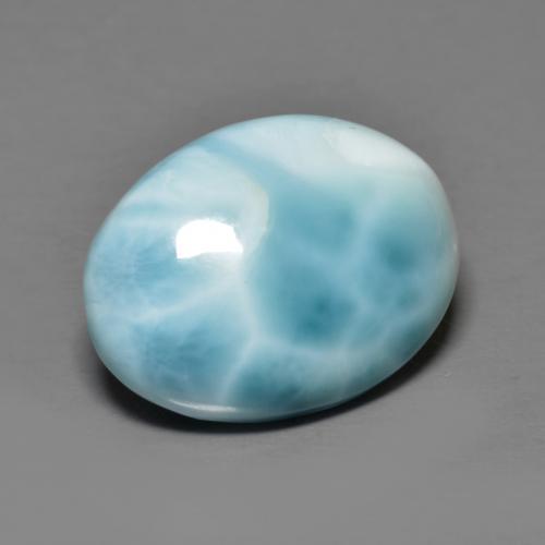Larimar azul natural de 7,30 ct, corte óvalo, opaco