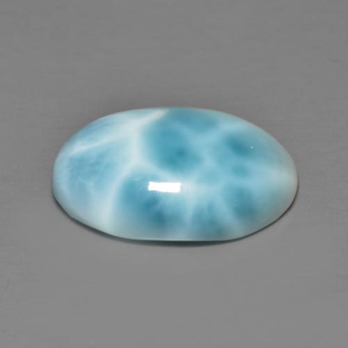Larimar azul natural de 7,30 ct, corte óvalo, opaco