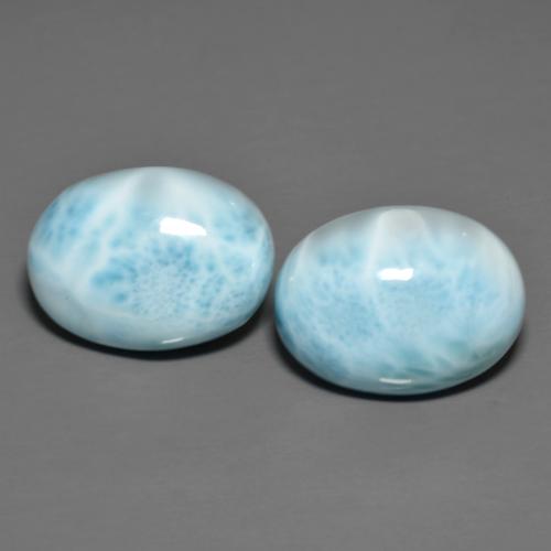 Gemas de larimar Azul cielo claro natural de 18.40 ct, Corte Óvalo, Opaco