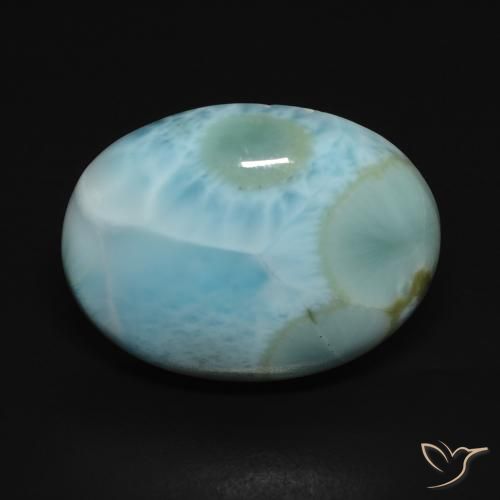 15.77ct Natural Azul verdoso claro larimar, Ovalada, Opaco