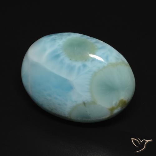 larimar Azul verdoso claro natural de 15.77 ct, Ovalada, Opaco