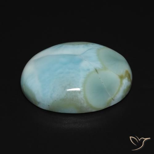 larimar Azul verdoso claro natural de 15.77 ct, Ovalada, Opaco