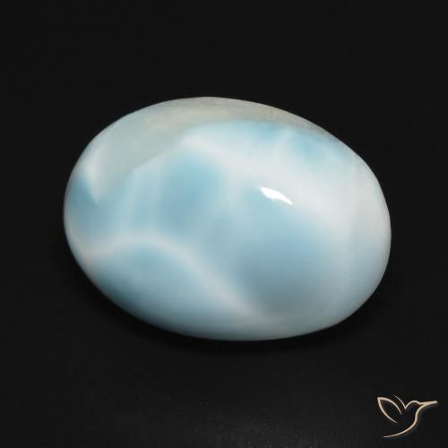 larimar Azul verdoso claro natural de 6.61 ct, Ovalada, Opaco