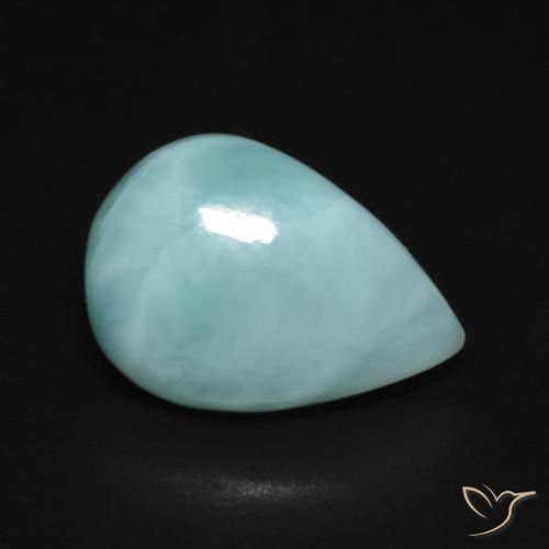 larimar Verde azul natural de 3.35 ct, En forma de pera, Opaco