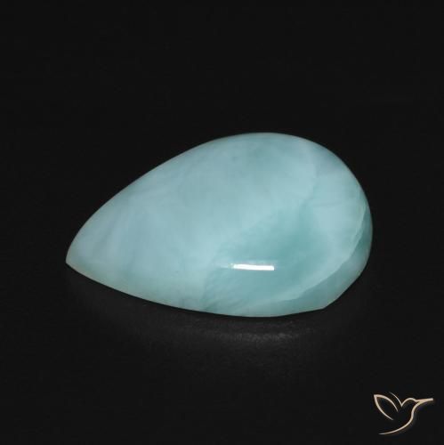 larimar Verde azul natural de 3.35 ct, En forma de pera, Opaco