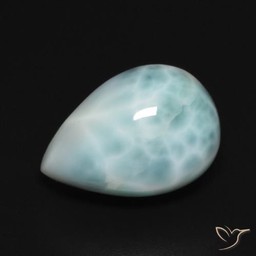 larimar Azul verdoso claro natural de 5.18 ct, En forma de pera, Opaco