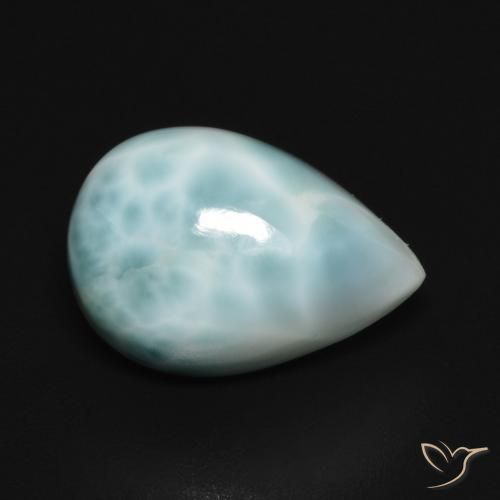 larimar Azul verdoso claro natural de 5.18 ct, En forma de pera, Opaco