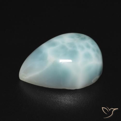 larimar Azul verdoso claro natural de 5.18 ct, En forma de pera, Opaco